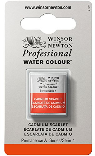 Winsor & Newton Acuarela Profesional - Pintura de Acuarela, Alta Luminosidad, Resistente a la Luz, Calidad de Archivo, 1/2 Godet, Color Escarlata De Cadmio
