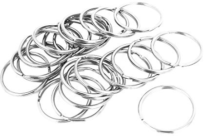 sourcing map 25pcs 40mm Dia Métal divisé Trousseau de Clef Porte-clés | Argenté, 40mm Diamètre Extérieur, 36mm Intérieur, 132g, Surface Brillante