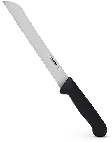 Giesser seit 1776 - Made in Germany - Brotmesser schwarz, Basic Black, Klinge 21 cm, Wellenschliff, rutschfest, spülmaschinenfest, rostfrei