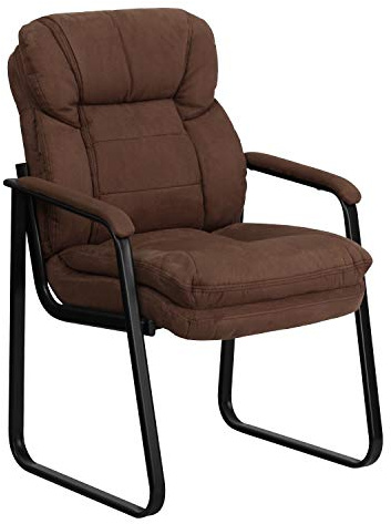 Flash Furniture Chefsessel aus Mikrofaser, mit Lendenwirbelstütze und Schlitten, Braun
