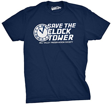 Save The Clock Tower T Shirt Funny Vintage Graphic 80s 90s Tee Cool Saying Funny T Shirts Cool Movie Short Sleeve Novelty Tees for Guys Navy - 4XL