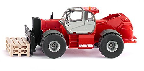 Siku 3507, Manitou MHT 10230 Teleskoplader, 1:50, Metall/Kunststoff, Rot, Inkl. 3 Paletten