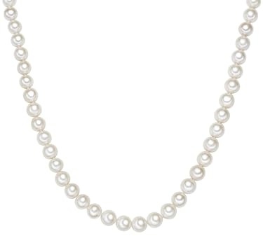 Valero Pearls Damen Perlenhalskette mit Hochwertigen Süßwasser-Zuchtperlen | Perlengröße 9 - 10 mm,Rund,weiß,925/- Sterling Silber,60cm,Perlenkette,einzeln geknotet,Kette,echte Perlen,Magnetverschluss
