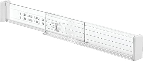 iDesign Plastic Drawer Dividers, Deep Adjustable Drawer Organiser System Made of Durable Plastic, Set of 2 Drawer Inserts for Wardrobe, Clear, 62420EU