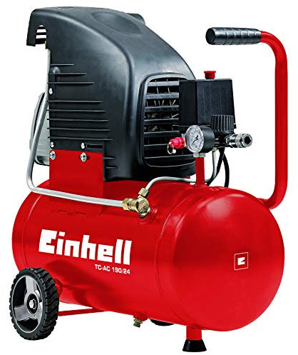 Einhell Compressore TC-AC 190/24 (Serbatoio da 1,5 kw, Serbatoio da 24 l, Potenza di aspirazione 160 l/min, Massima Pressione di Esercizio 8 Bar, Interruttore di Pressione, con Riduttore di Pressione