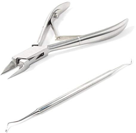 blueINOX Sparset - Eckenzange 11 cm / 13 mm + doppelseitiger Eckenheber 16 cm für die Nagelpflege