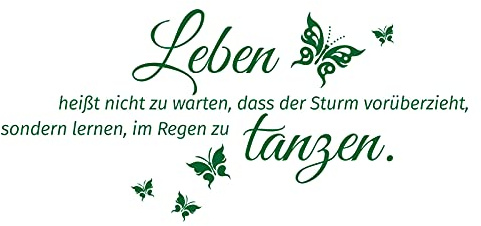 Grandora Wandtattoo Spruch Leben heißt + Schmetterlinge I grün (BxH) 100 x 46 cm I Wandsticker Wandaufkleber Aufkleber Wohnzimmer Flur Diele Schlafzimmer W996
