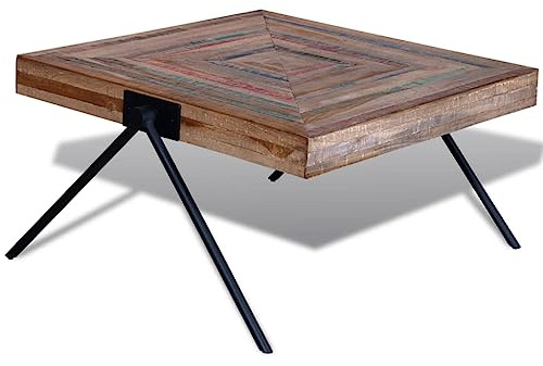 vidaXL Kaffeetisch Couchtisch Beistelltisch mit V-förmigen Beinen Altholz Teak