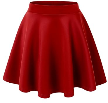 MBJ WB211 Women's Basic Versatile Stretchy Flared Casual Mini Skater Skirt XXL RED