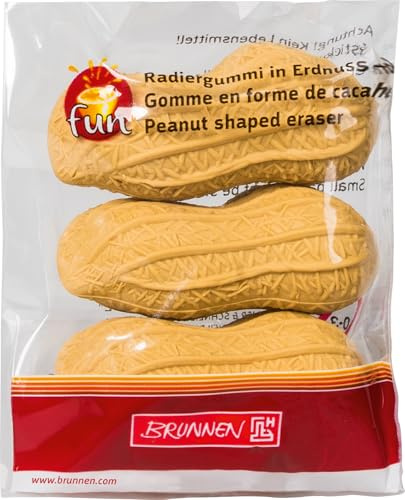 Brunnen 102988601 Radiergummi / Radierer Erdnuss Fun Collection (4 x 1,5 cm) 3er-Set