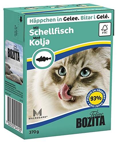 Bozita | Feline Häppchen in Gelee mit Schellfisch | 16 x 370 g