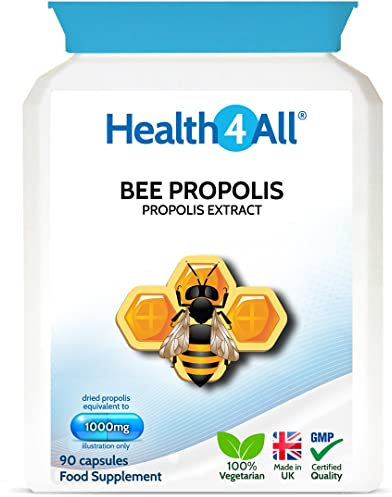 Health4All Bee Propolis 1000mg per Capsule 90 Capsules, High Strength Immune System Booster, Natural Immune Support Supplement (not Tablets) | Made in UK