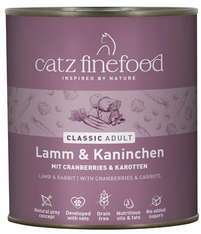 catz finefood N° 11 Lamm & Kaninchen Feinkost Katzenfutter nass, verfeinert mit Cranberries & Karotte, 6 x 800g Dosen