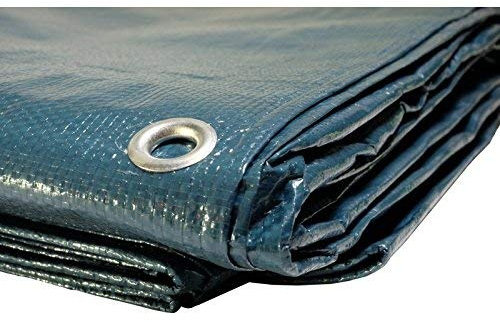 Lona de Protección 5x8 m - TECPLAST - SR150MU - Azul y Verde - Calidad Profesional - Lona Impermeable con Ojales