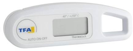 TFA Dostmann, termometro digitale a barbecue, THERMO JACK, 30.1047.02, ideale per il controllo della temperatura (carne, arrosti, alimenti per bambini), versatile, lavabile, bianco