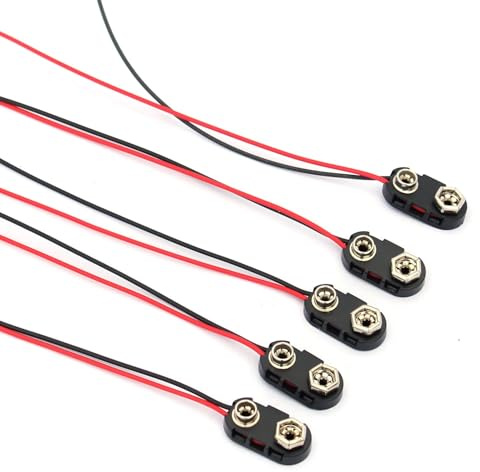 56tiankoou 5pcs schwarz Hartkunststoffgehäuse 1 Typ Draht 9V Batterie-Clip-Anschluss