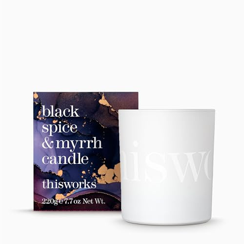 This Works Black Spice & Myrrh Candle, 220 gm - Hand Poured and Blended with Essential Oils - Warming and Aromatic