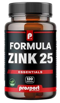 Prosport FORMULA Zink 25mg – Vegane Zinktabletten für Immunsystem, Haut & Haare – 120 Tabletten
