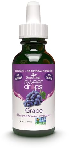 SweetLeaf Sweet Drops Liquid Stevia Sweetener, Grape, 2 Ounce | Sweet Drops, Organic Stevia Leaf Extract, Zero Calorie, No Erythritol, Sugar Substitute, With Dropper
