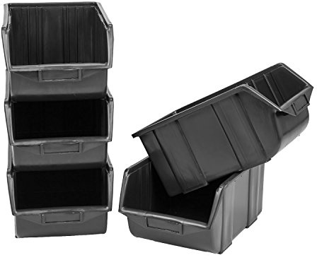 5 Stapelbox Sichtlagerkiste Lager Kunststoff 350 x 220 x 165 Gr. 3 schwarz