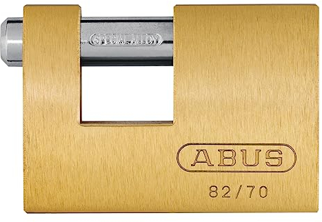 ABUS Candado de latón 82/70 - Candado monobloque para rejas enrollables, máquinas expendedoras, contenedores y mucho más. - Cerrojo de acero templado - Nivel de seguridad 6