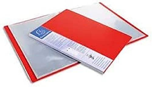 Exacompta - Ref. 88405E - 1 Up Line dokumentmapp med 3-sidig etiketthållare - 40 fickor - 80 vyer - för A4 - mått 24 x 32 cm - ogenomskinligt styvt polyproomslag - färg röd