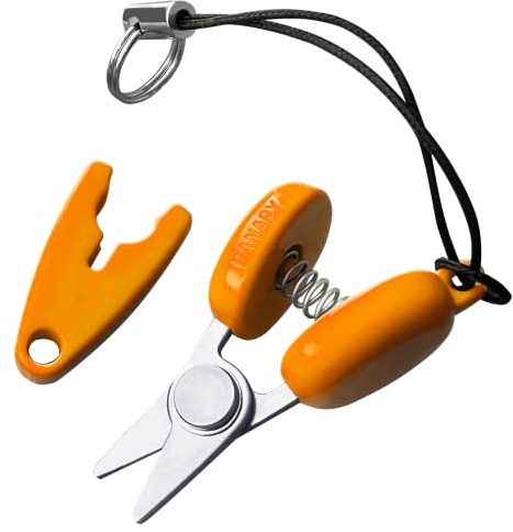 CANARY Tiny Scissors with Cover, 1.3 Extra Mini Small, Razor Sharp Japanese Stainless Steel Blade, Keychain Scissors for Sewing, Office, Travel, Spring Loaded Blunt Tips, Made in Japan, Orange