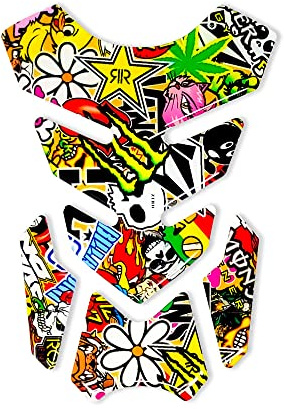 4R Quattroerre.it 18168 Tankpad 3D Motorrad Tankschutz Full Sticker Bomb, 19 x 13 cm