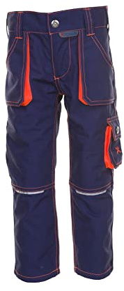 Planam Boys Basalt Kids pour Enfant Pantalon junior bleu marine orange taille 122 128, Marine/Orange, 122-128 EU