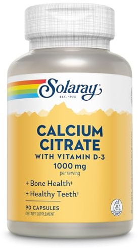 Solaray Solaray Calcium Citrate 1000mg | Con Vitamin D3 | Calcio Citrato | 90 Vegcaps