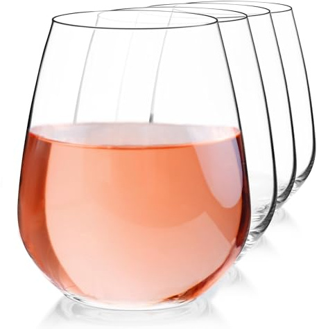 Luigi Bormioli Crescendo Stemless Wine Glasses Set of 4, 23.25 oz – White Wine Tumblers for Cocktails, Water & Everyday Entertaining – Clear Glass Drinkware Essentials for Home Bars