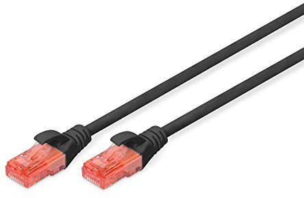 DIGITUS Cable LAN Cat 6 - 3m - Cable de red CCA con RJ45 - U/UTP sin apantallar - Compatible con Cat-6A y Cat-5e - Negro