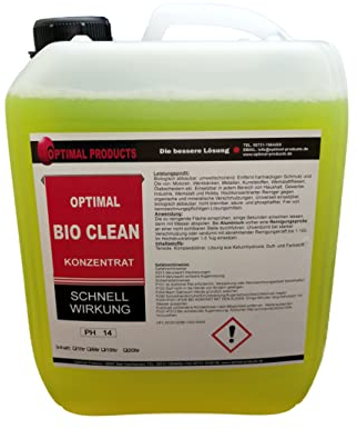 Optimal Products Allzweckreiniger Konzentrat Bio Clean I Putzmittel extra stark zur Entfernung von hartnäckigem Schmutz & Ölen an Motoren uvm. I 5L