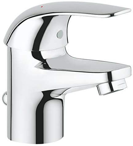 GROHE Euroeco - Einhand- Waschtischarmatur (wassersparend, S-Size, mit Keramikkartusche, kratzfest), chrom, 23262000