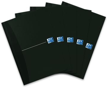 Oxford gebundenes Buch A5 kariert 192 Seiten, smart black/schwarz, 5 Stück
