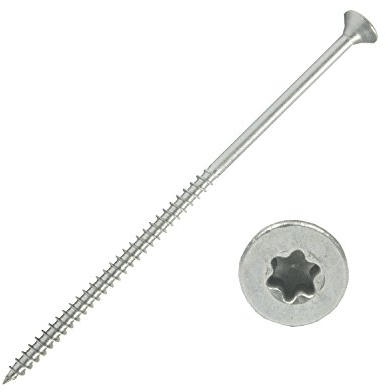 100 Stück Edelstahl-Schrauben 5x120 mm Teilgewinde Torx - Spanplattenschrauben mit Senkkopf - Holzschrauben/Holzbauschrauben - Werkstoff A2 VA V2A - Edelstahlschrauben/Universalschrauben TX25