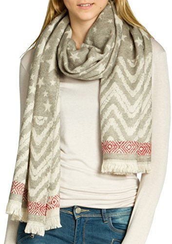 Caspar SC465 Damen großer warmer XXL Schal mit Sterne Muster, Farbe:grau, Größe:One Size