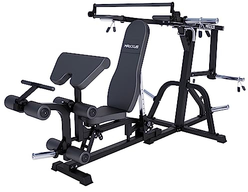 MAXXUS Kraftstation 6.0 - inkl. verstellbare Hantelbank, Curlpult, Beincurl, Olympia Scheibenaufnahmen - Multifunktion Fitnessgerät, Trainingsbank, Fitnessstation für Zuhause, Bankdrücken, Kniebeugen