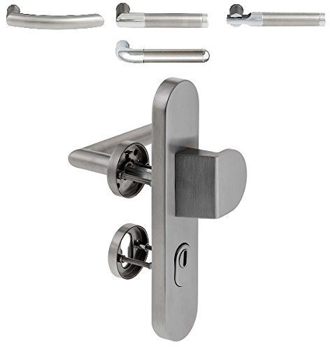 ck-türbeschläge Sicherheitsbeschlag für Wohnungseingangstüren, 72 mm ES1 (WK2) Sicherheitsbeschlag (Bauhaus), V2A Edelstahl matt, 250 mm x 53 mm x 15 mm, Silber matt