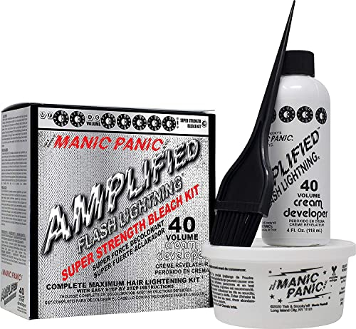 Manic Panic Flash Lightning Bleach Kit, entfernt natürliche Farbtöne und hellt das Haar auf, komplettes Hair Lightning Kit – 40 Volumen Cremeentwickler