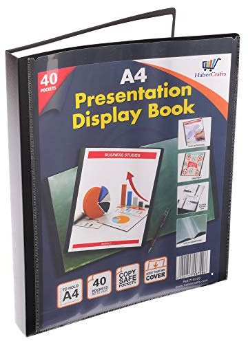 A4 Display Book Certifikatmapp 40 fickor visningsmappar med plastfickor presentationsmapp med plasthylsor Polly fickmapp (A4-storlek – 40 fickor – 80 visningar – 12 visningsböcker)