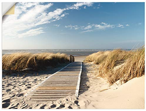ARTland Wanddeko Wandtattoo selbstklebende Vinylfolie 60x45 cm Strand Meer Düne Küste Nordsee Langeoog Steg Maritim T5RM