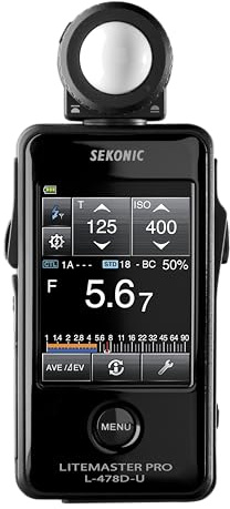 Sekonic LiteMaster Pro L-478D-U Light Meter, Touchscreen Incident & Reflected Meter with Flash Analyzing, Cine Frame Rate & Shutter Angle Control, Illuminance & Luminance Measurement