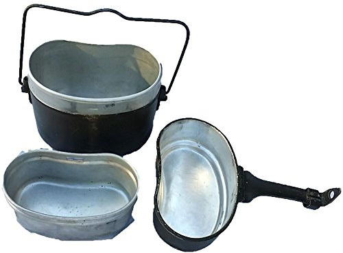 Armeeverkauf 3-teiliges Aluminium Kochgeschirr, gebraucht