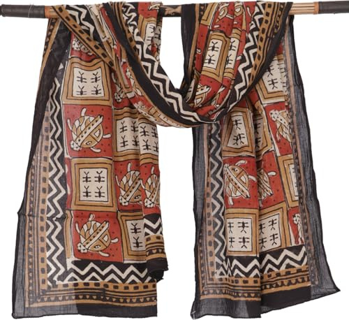 Guru-Shop, Panno Sottile, Pareo, Appeso al Muro, Gonna a Portafoglio, Abito da Sarong, Rosso Combinazione 27, Cotone, Dimensione Indumenti:One Size, 180x110 cm, Panni Stampati