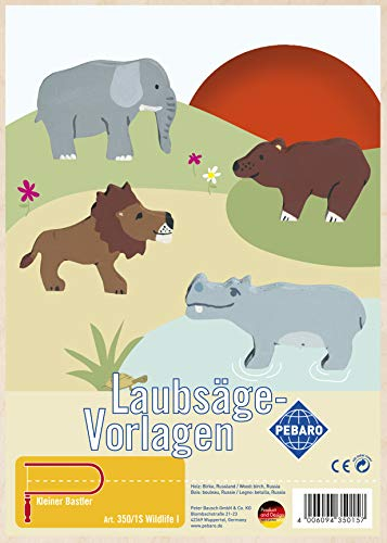 Pebaro 350/1S Laubsägevorlage Wildlife I, 3mm Sperrholz DIN A 4, Motiv vorgedruckt, aussägen mit Laubsägebogen, basteln, anmalen, fertig, Laubsägen, Basteln mit Holz, Geschenkidee, Bastelset