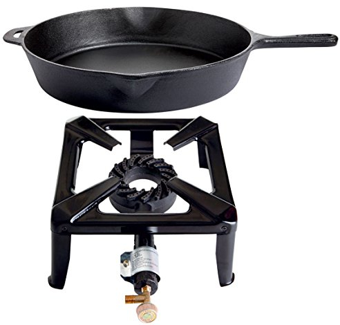 PaellaWorld Paella World International Réchaud à gaz réchaud hocher Set avec poêle en Fonte, Multicolore, 2 pièces