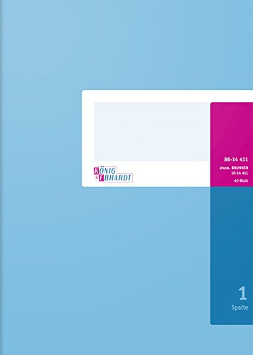 König & Ebhardt 8614411-610K40 Spaltenbuch fester Kopf (A4, 1 Spalte, 40 Blatt) blau
