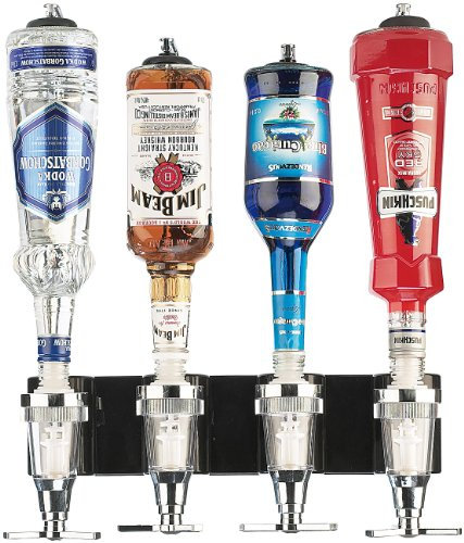 infactory Schnapshalter: Flaschenhalter und Dosierer, 4-fach, für Wandmontage (Flaschenhalter mit Portionierer)