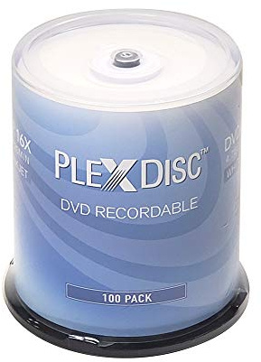 PlexDisc DVD+R 4.7GB 16X White Thermal Hub Printable - 100 Disc Spindle (FFP) - 63C-415-BX
